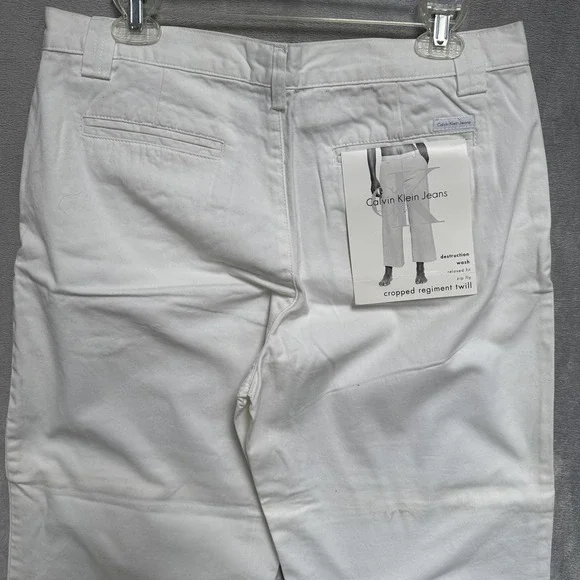 Calvin Klein Jeans Jeans Womens 10 White Cropped Regiment Twill Relaxed Fit - Picture 9 of 16